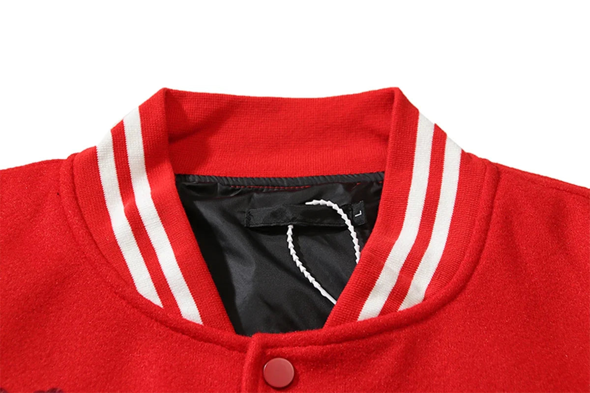 88 Champs Red Embroidered Varsity Jacket — dettaglio della stampa
