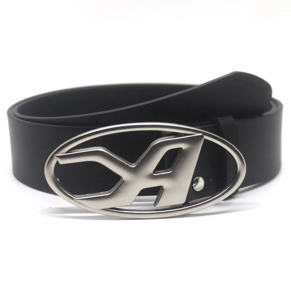 A D Buckle Letter Snap Leather Belt — vista posteriore