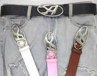 A D Buckle Letter Snap Leather Belt — vista posteriore