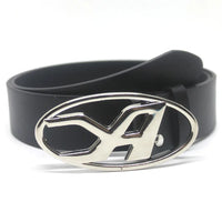 A D Buckle Letter Snap Leather Belt — vista laterale