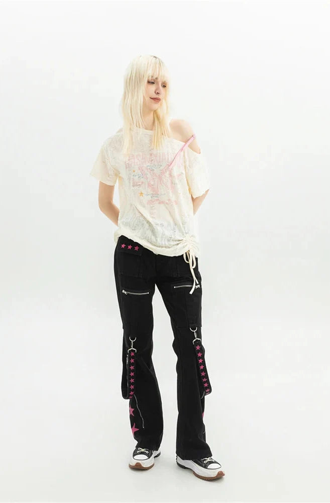 Accessorised Baggy Cargo Jeans — vista posteriore