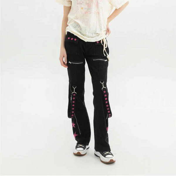 Accessorised Baggy Cargo Jeans — vista frontale