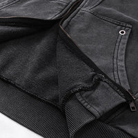 Acid Washed Panelled Plain Zip Up Hoodie — dettaglio della stampa