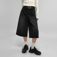 Acubi Washed Black Bermuda Denim Shorts Jorts — vista posteriore