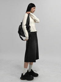 Acubi Washed Black Bermuda Denim Shorts Jorts — in alternativa