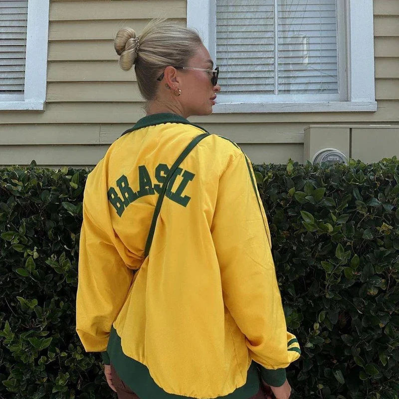 Aesthetic Brazil Oversized Zip UpTrack Jacket — dettaglio