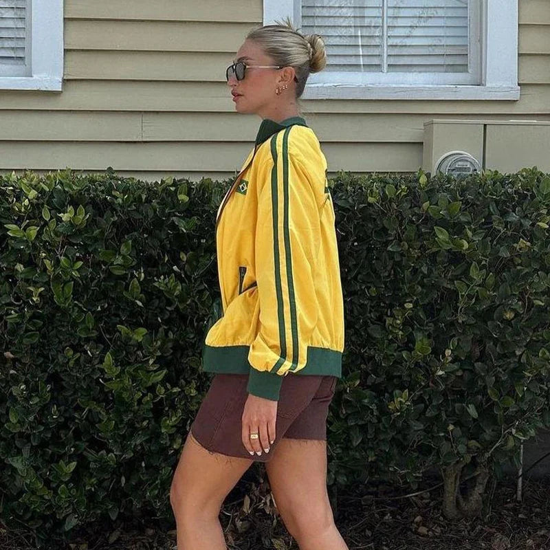 Aesthetic Brazil Oversized Zip UpTrack Jacket — dettaglio della stampa