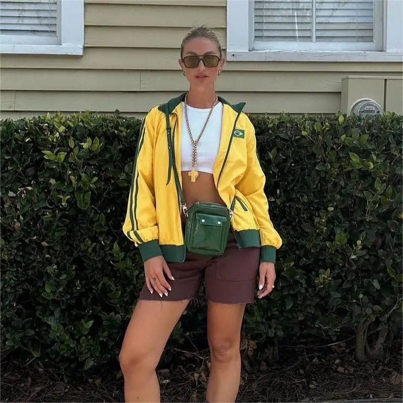 Aesthetic Brazil Oversized Zip UpTrack Jacket — in alternativa