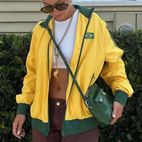 Aesthetic Brazil Oversized Zip UpTrack Jacket — vista frontale