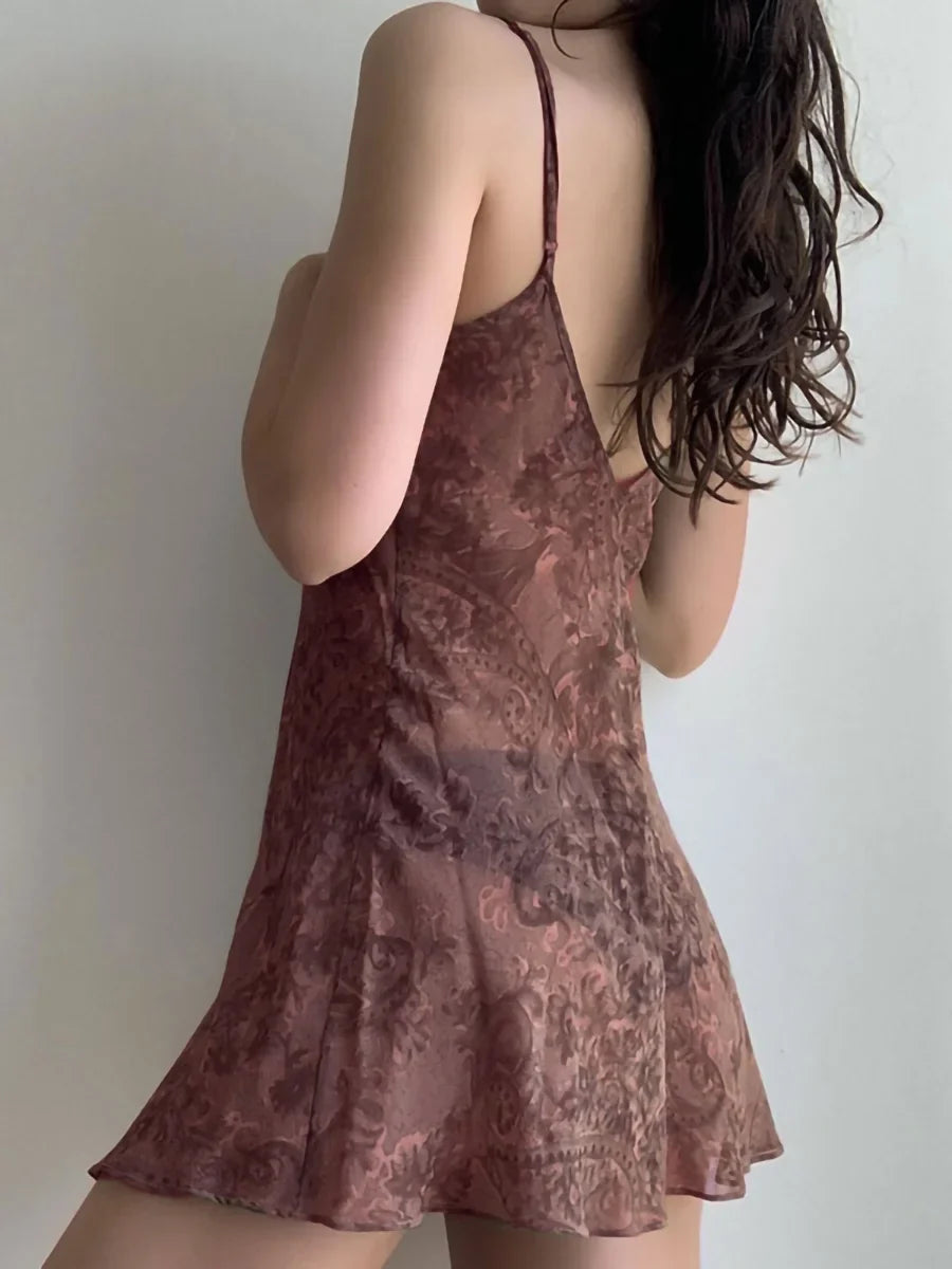 Aesthetic Plant Side Split Mini Dress — vista completa
