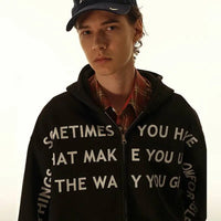 Affirmation Graphic Text Zip Up Hoodie — dettaglio