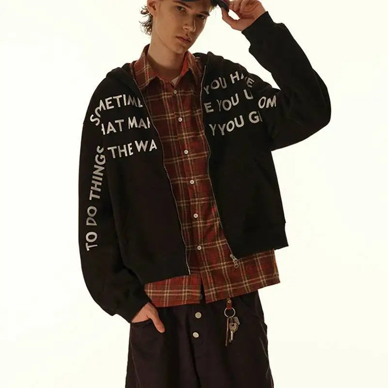 Affirmation Graphic Text Zip Up Hoodie — dettaglio della stampa