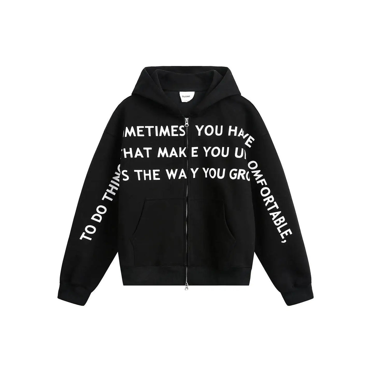 Affirmation Graphic Text Zip Up Hoodie — vista frontale