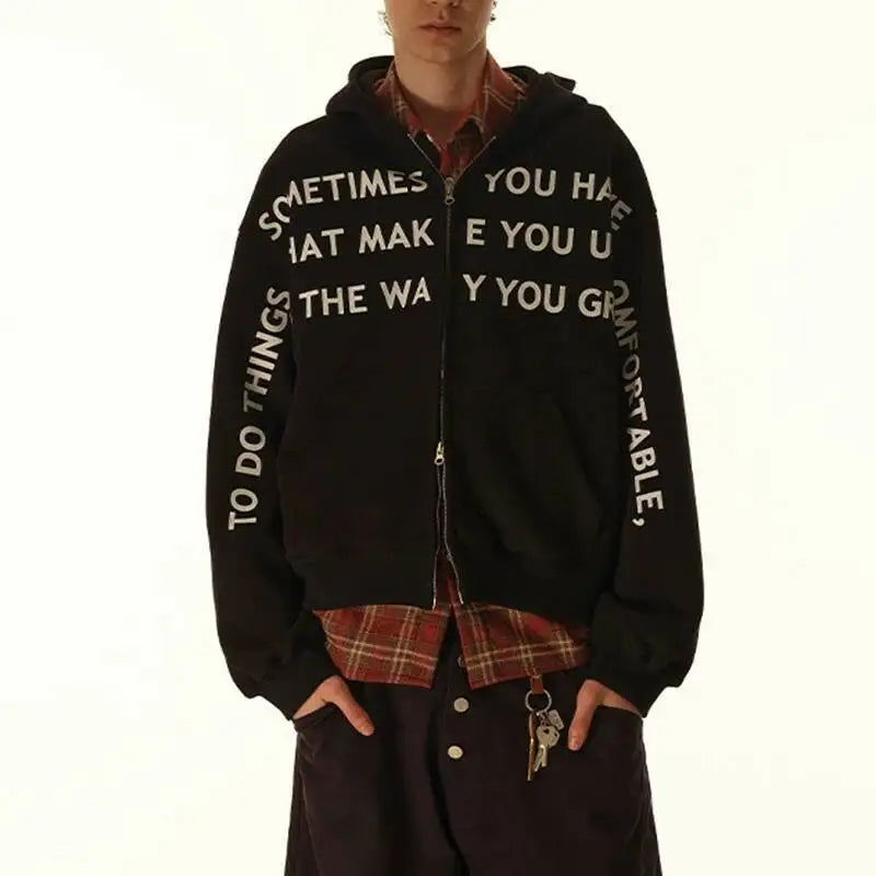 Affirmation Graphic Text Zip Up Hoodie — vista posteriore