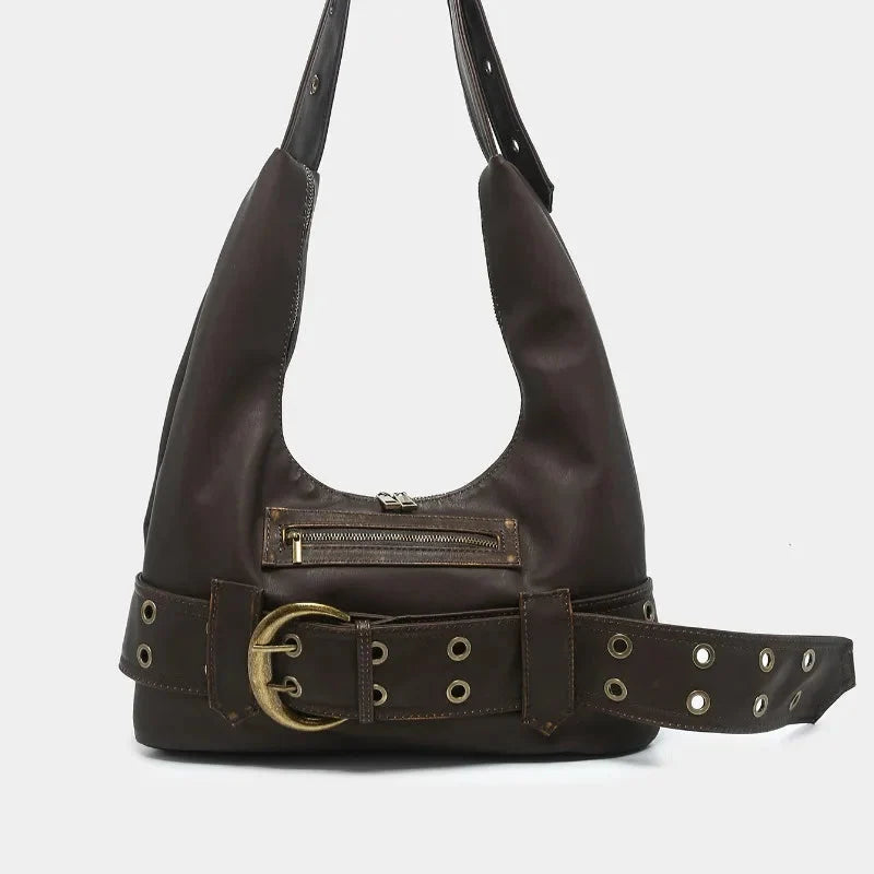 Aged Leather Belted Handbag — in alternativa