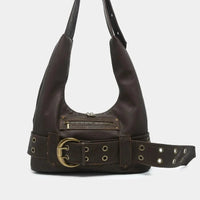 Aged Leather Belted Handbag — in alternativa