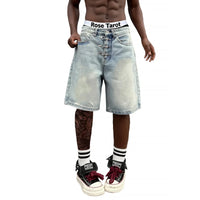 Airplane Clip Denim Shorts Jorts — vista laterale