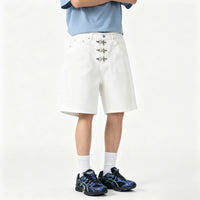 Airplane Clip Denim Shorts Jorts — vista posteriore