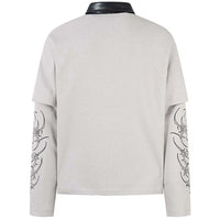 "All My Love" Graphic Mock Layered Long Sleeve Polo Shirt Top — in alternativa
