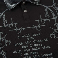 "All My Love" Graphic Mock Layered Long Sleeve Polo Shirt Top — vista laterale