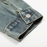 American Washed Distress Denim Jacket — vista laterale