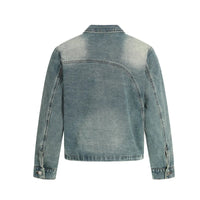American Washed Distress Denim Jacket — vista posteriore
