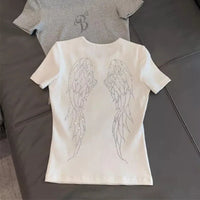 Angel Wings Rhinestone Graphic T Shirt — vista posteriore