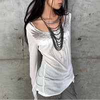Angelic Wings Tattoo Graphic Grunge Long Sleeve Top — dettaglio