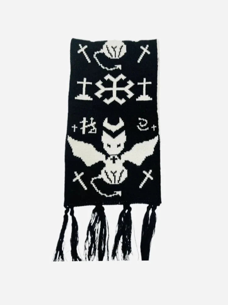 Angellic Devil Graphic Shawl Scarf — dettaglio della stampa
