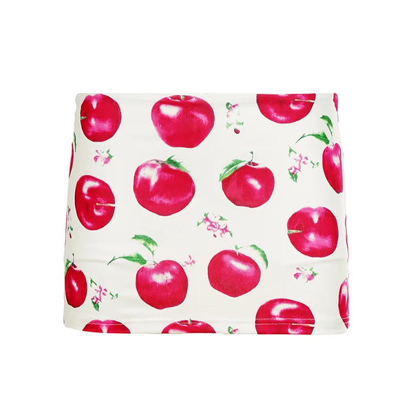 Apple Fruit Print Mini Skirt — vista frontale