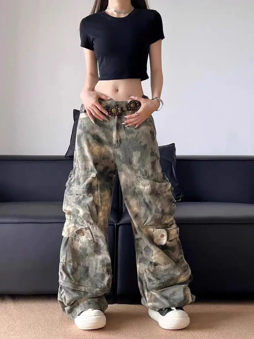 Army Camouflage Baggy Cargo Trousers — dettaglio