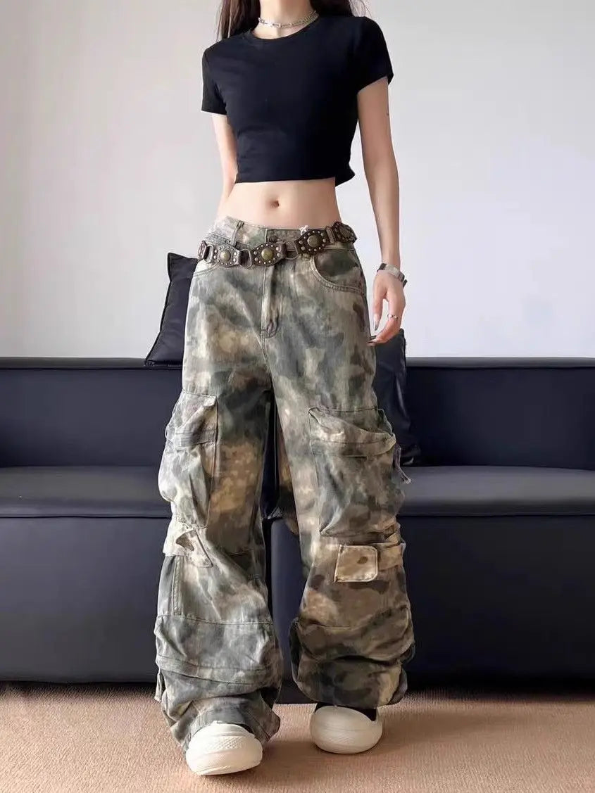 Army Camouflage Baggy Cargo Trousers — vista posteriore