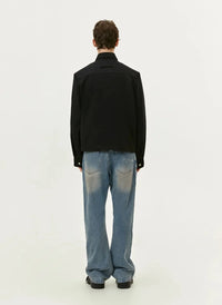 Asymmetrical Diagonal Black Full Zip Up Jacket — in alternativa