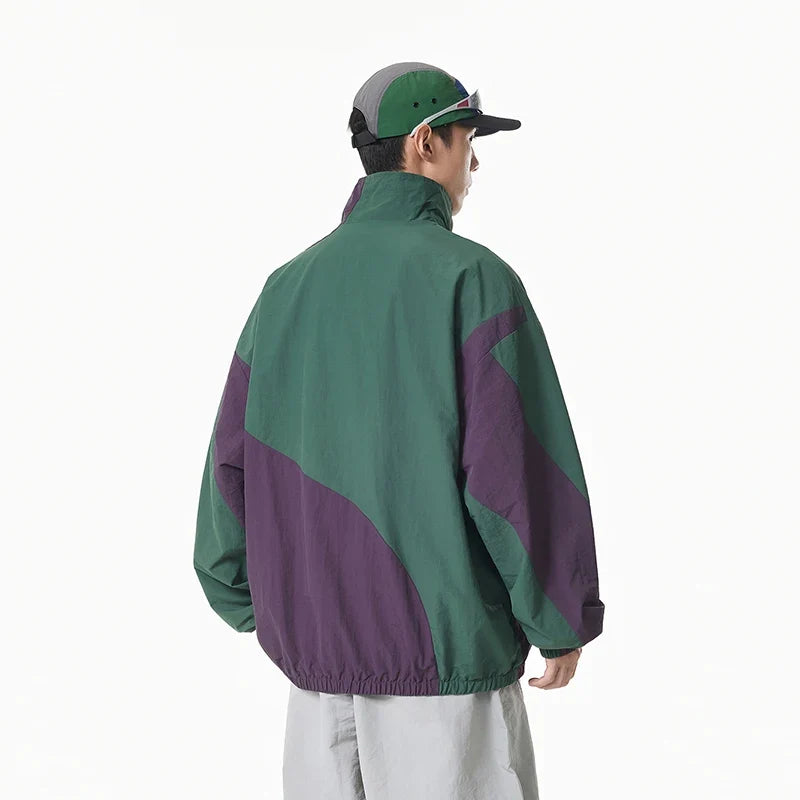 Athleisure Irregular Zip Shell Windbreaker Jacket — vista laterale
