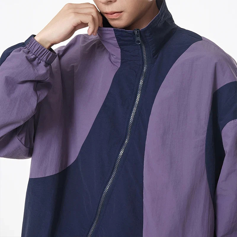 Athleisure Irregular Zip Shell Windbreaker Jacket — vista frontale