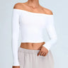 Y2K Athleisure Off Shoulder Long Sleeve Crop Top