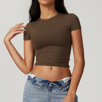 Athleisure Yoga Baby Tee Crop Top — dettaglio del tessuto