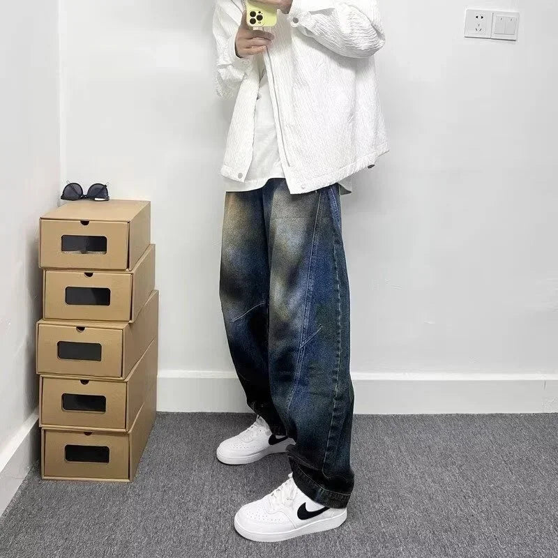 Autumn Graffiti Painted Wide Leg Baggy Jeans — vista posteriore