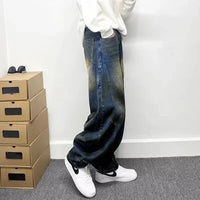 Autumn Graffiti Painted Wide Leg Baggy Jeans — dettaglio della stampa