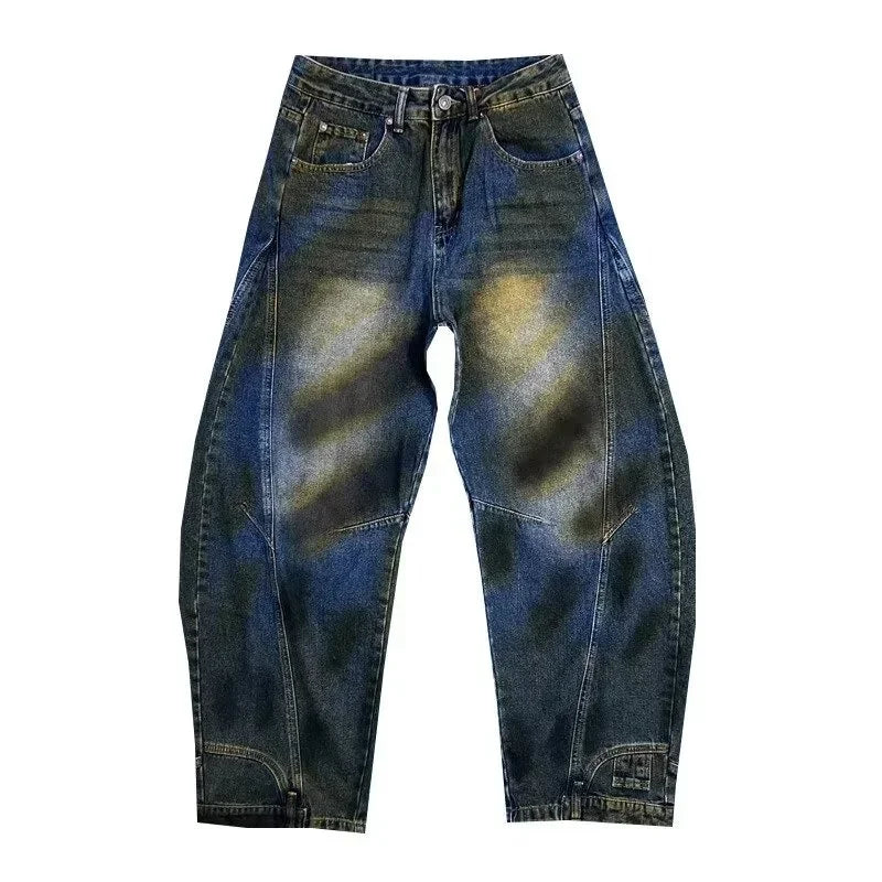 Autumn Graffiti Painted Wide Leg Baggy Jeans — vista laterale