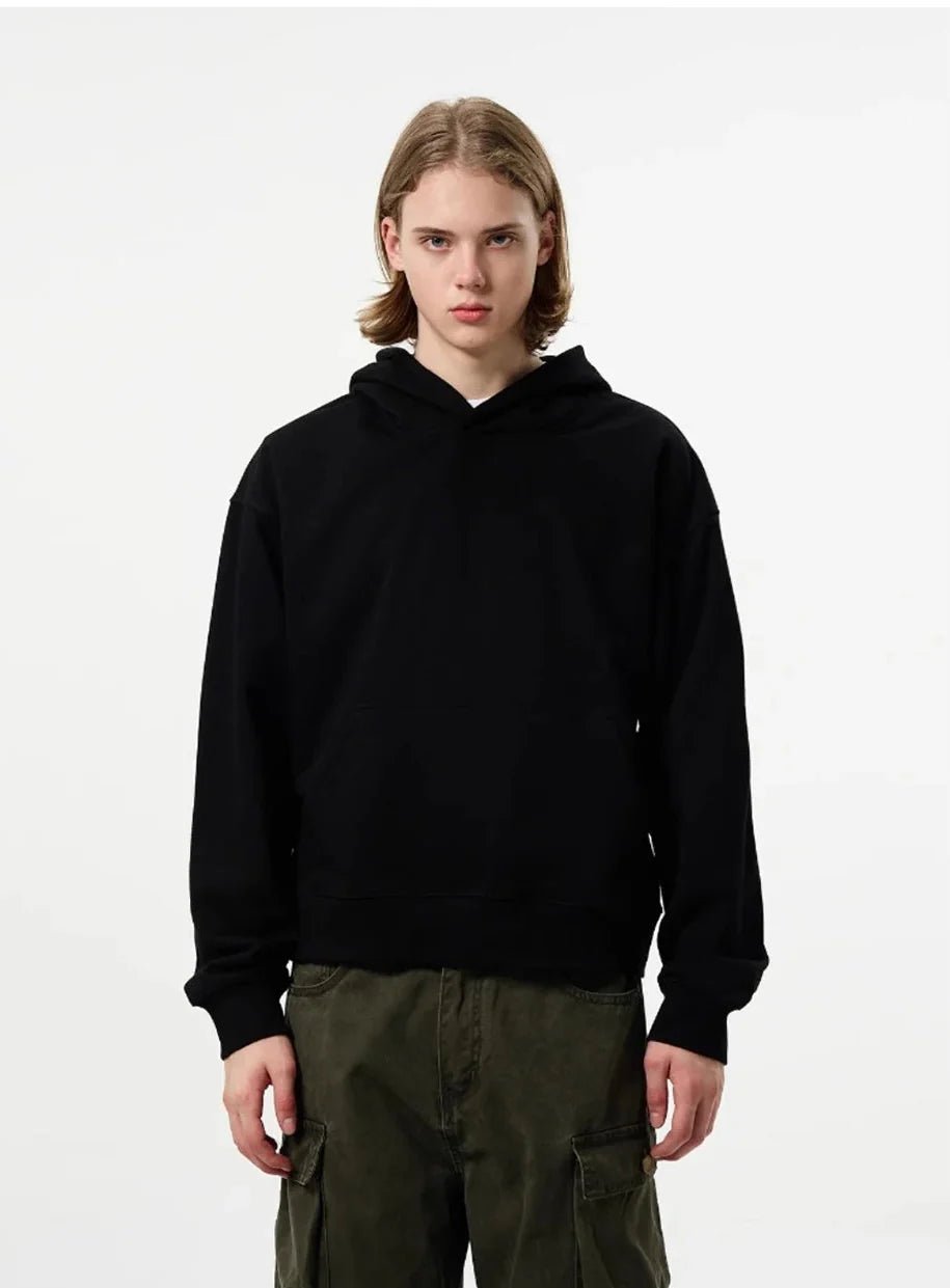 Autumnal Drop Shoulder Plain Hoodie — vista laterale