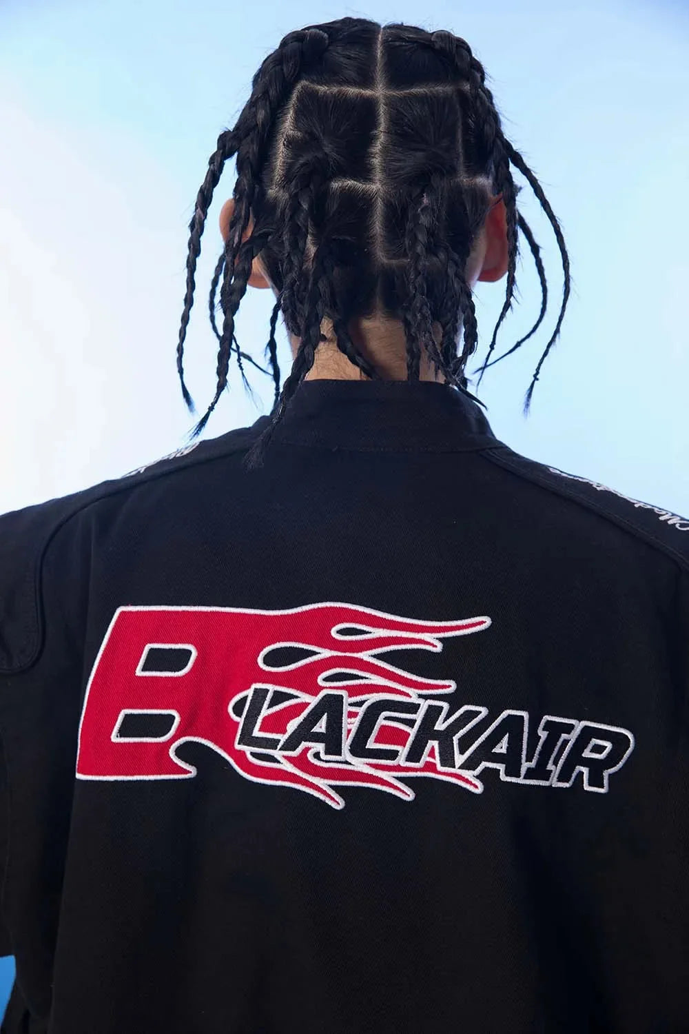 BK Embroidered Crew Moto Jacket — dettaglio del tessuto