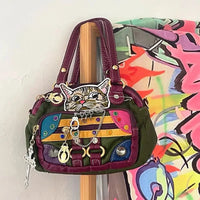 Babes Cat Leather Handbag — vista laterale