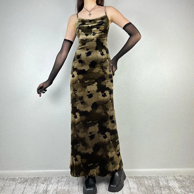 Backless Floral Maxi Dress — dettaglio