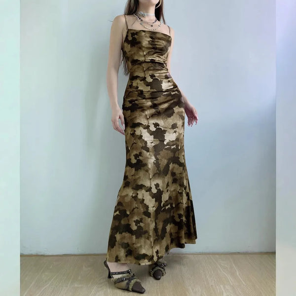 Backless Floral Maxi Dress — vista frontale