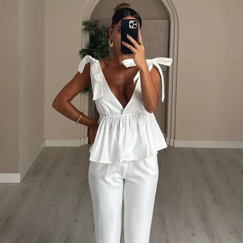 Backless Halter Low Cut Cami Top — dettaglio