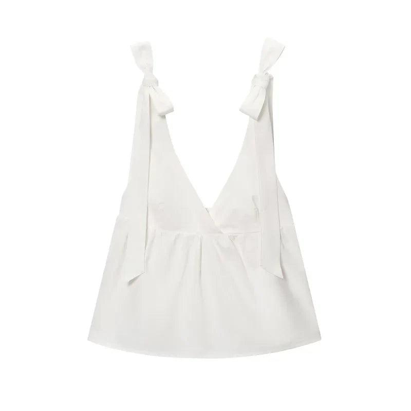 Backless Halter Low Cut Cami Top — vista posteriore