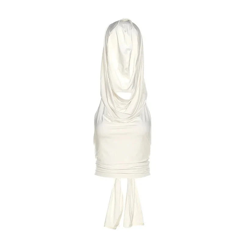 Backless Hooded Cropped Halter Top — dettaglio del tessuto