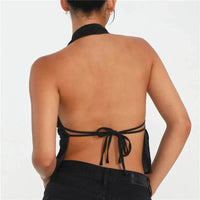 Backless V Neck Halter Tank Top — vista laterale