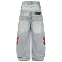 Baggy Barrel Mock Two Piece Embroidered Jeans — in alternativa
